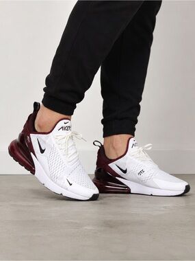 Nike Air Max 270 White Burgundy Team Red Running Shoes Men’s 9.5 FN6858-681
